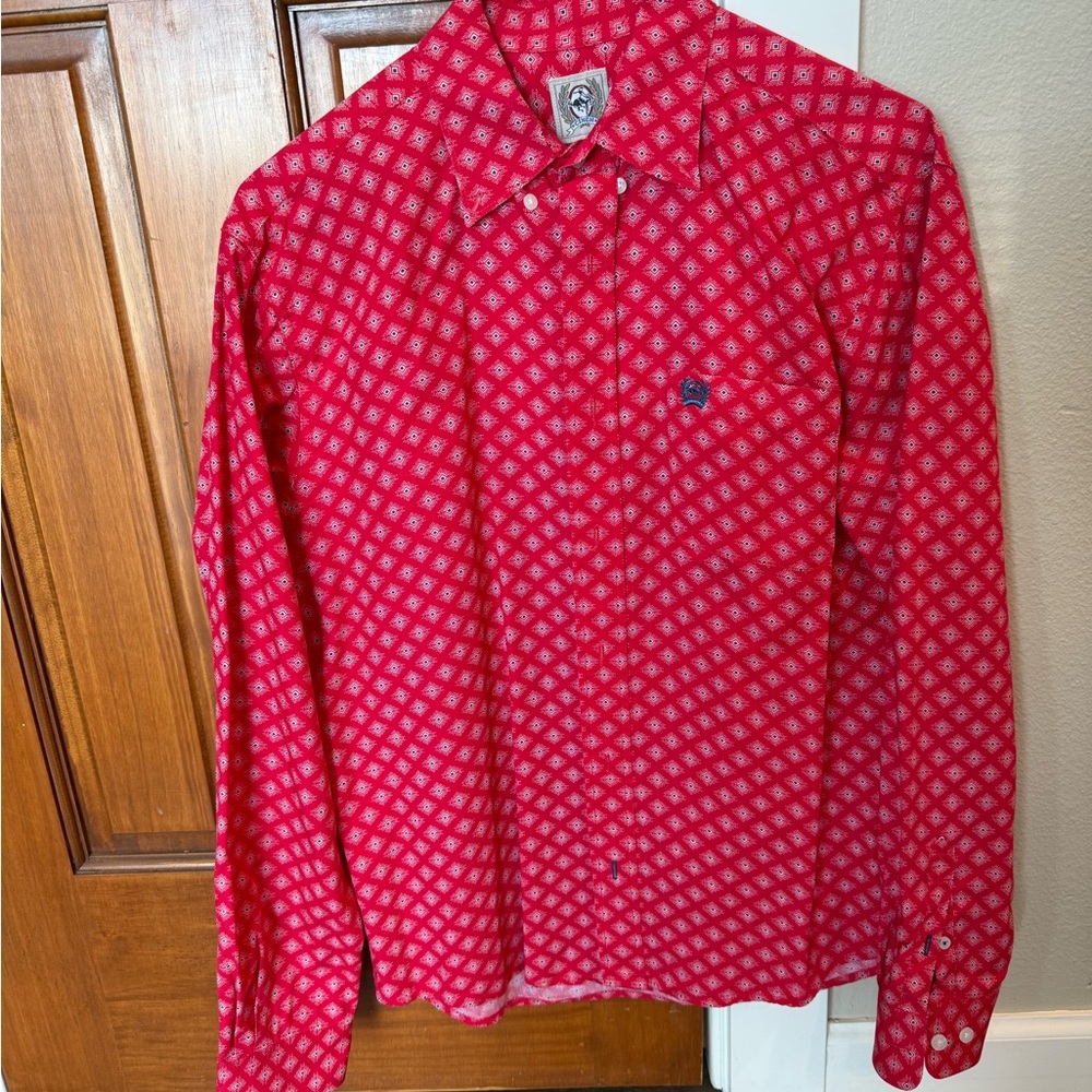 CINCH  Boy’s Red and White Button Down Shirt